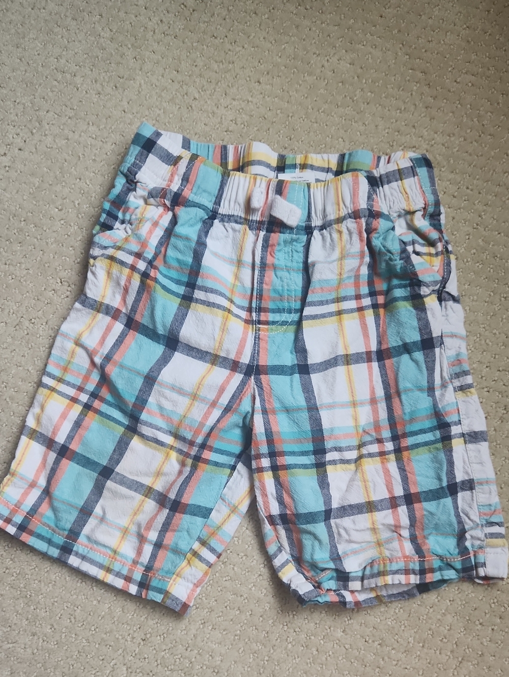 ❤️3/$15❤️Kids Plaid Pull-On Shorts - Turquoise & White